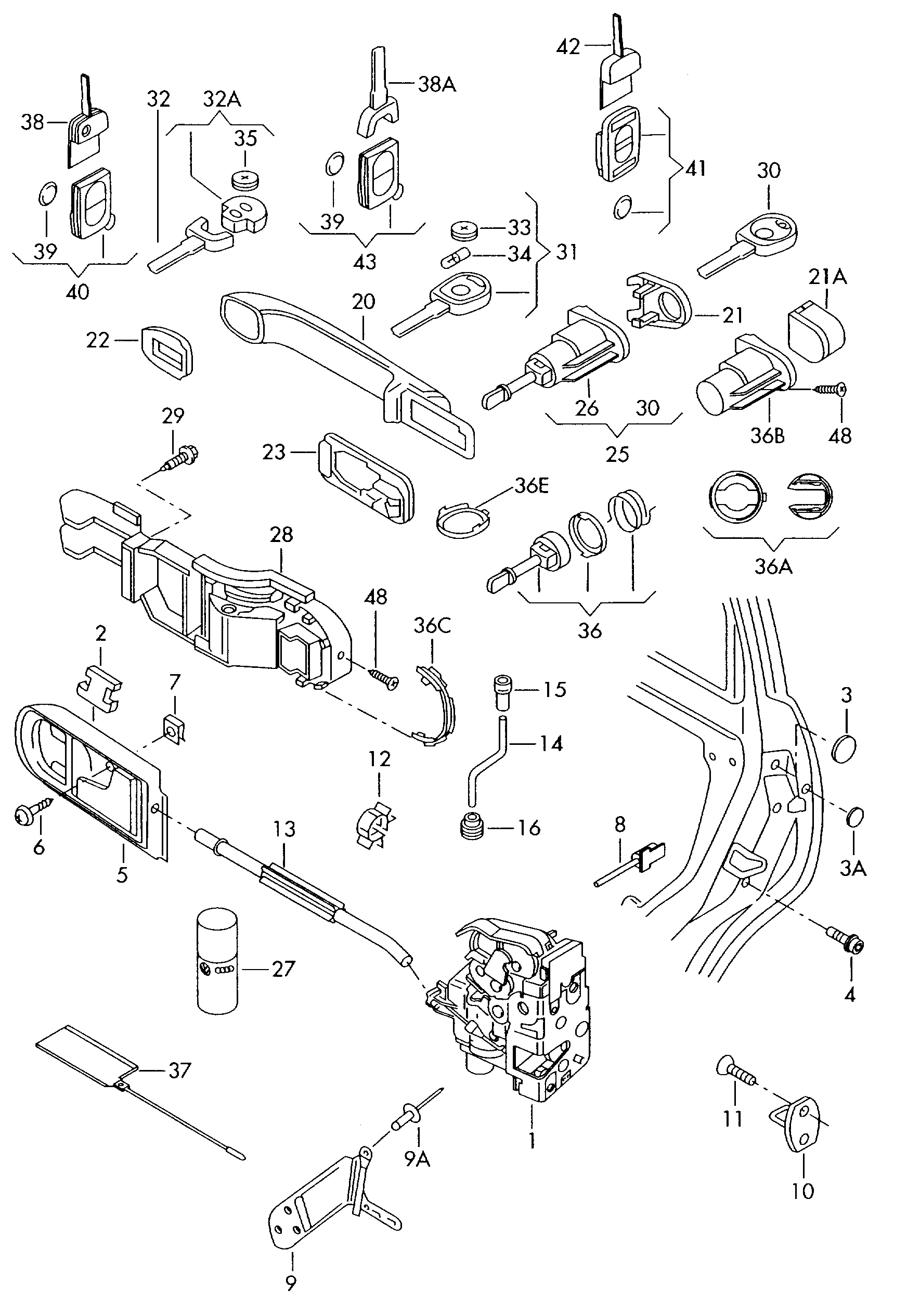 Skoda 3B1837015A - Ovilukko inparts.fi