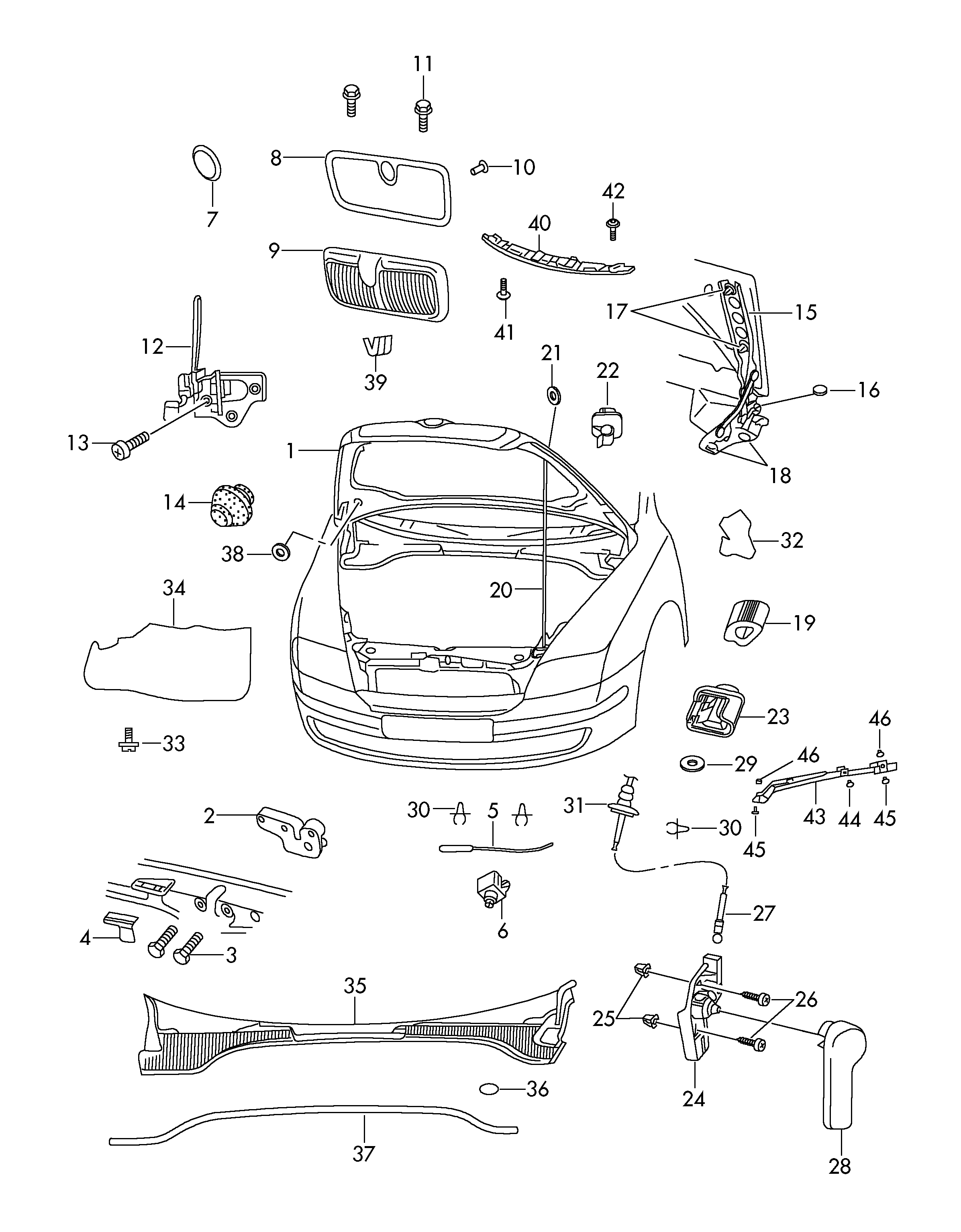 VW 1Z0853480 - Tuki, jäähdyttimen säleikkö inparts.fi