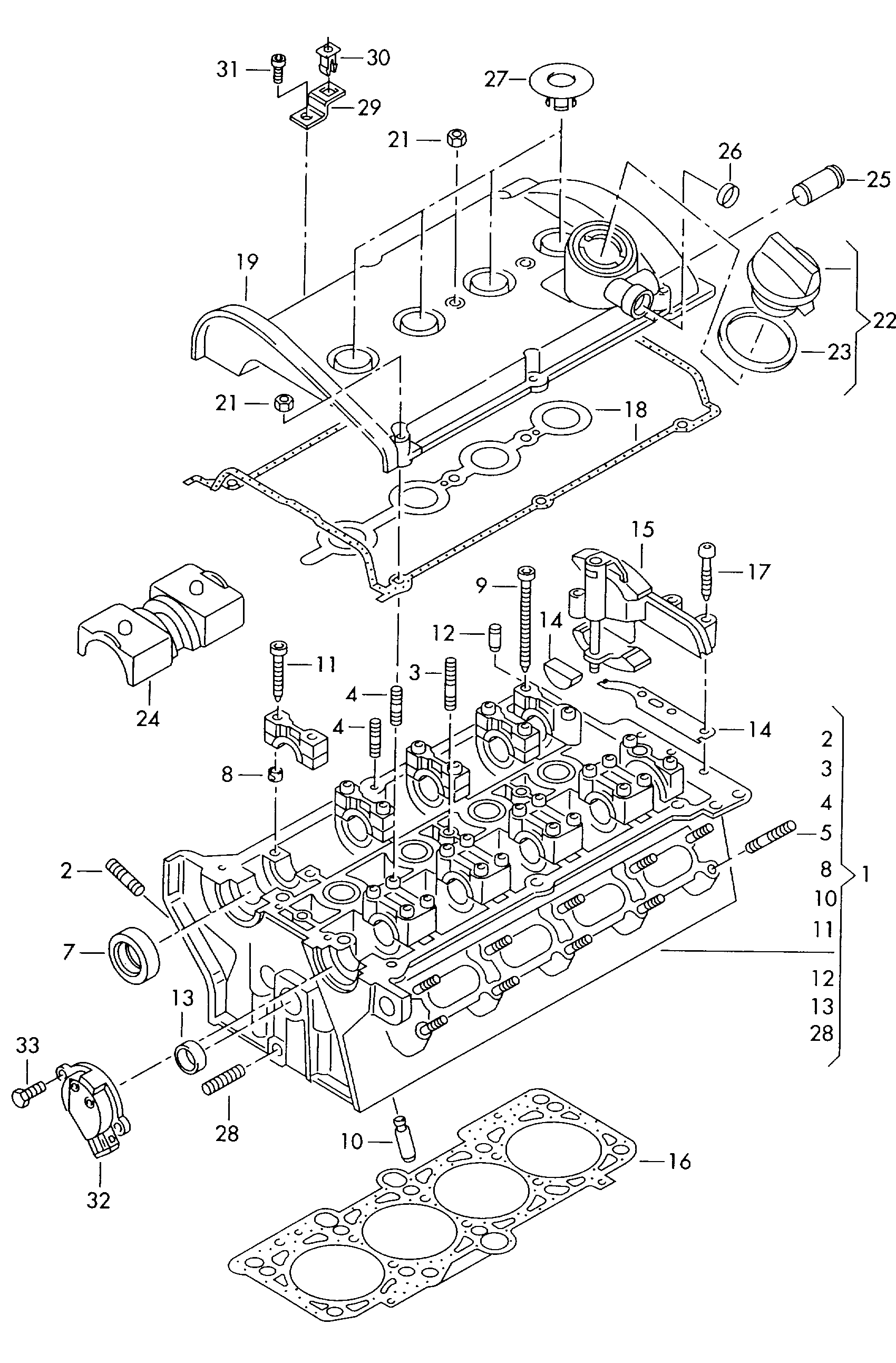 VW 06A 198 012 A - Tiivistesarja, sylinterikansi inparts.fi