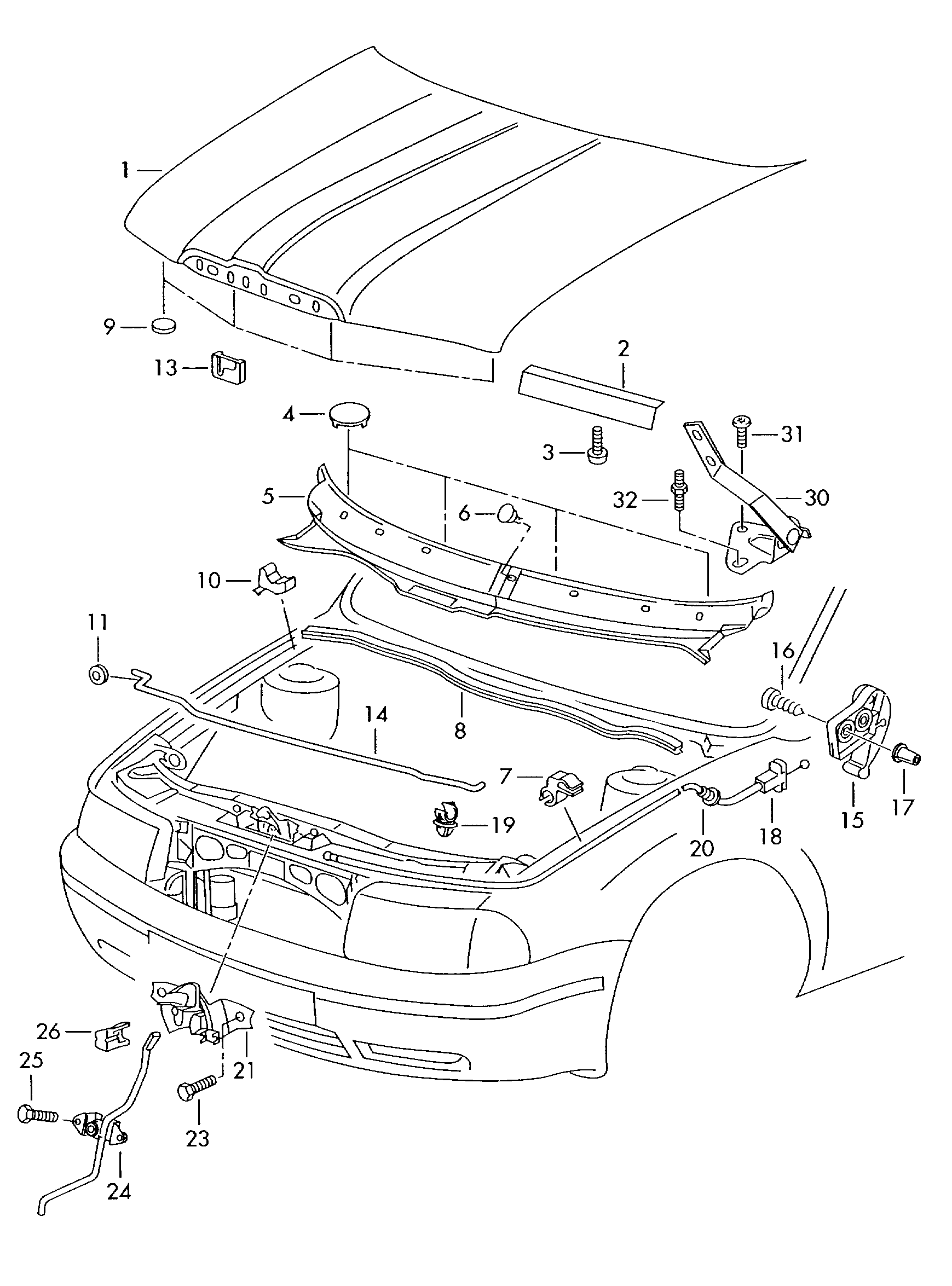 Skoda 1U1823531A - Konepellin avausvaijeri inparts.fi