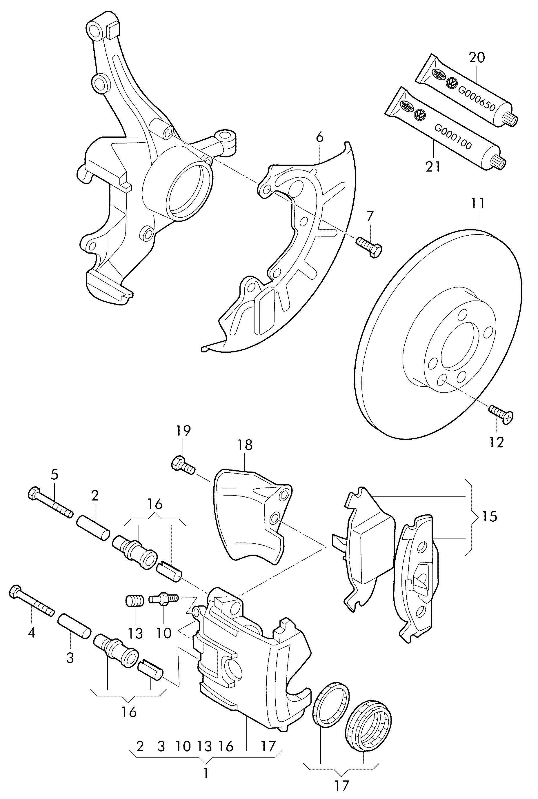 VW 251 615 219 - Ohjaustappi, jarrusatula inparts.fi