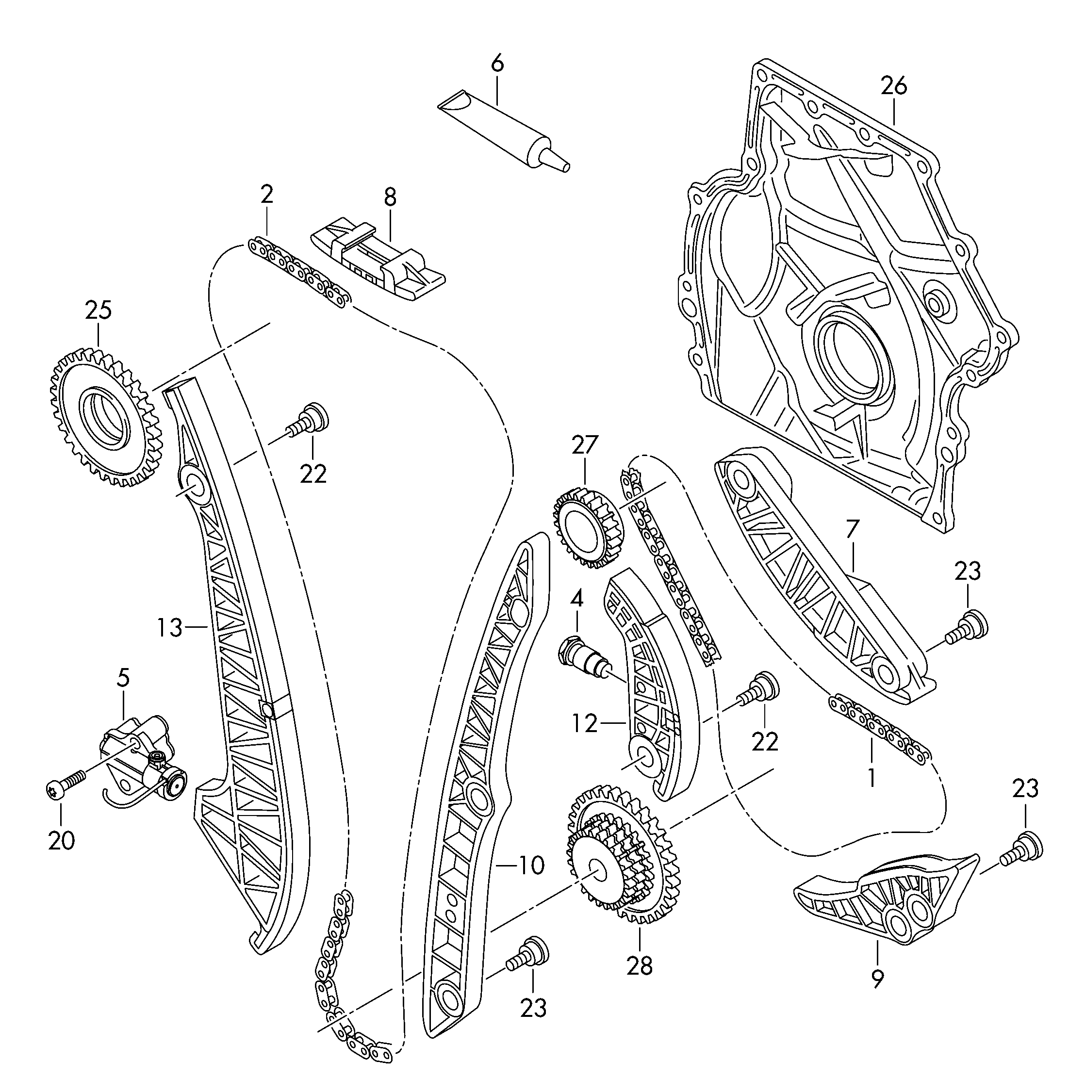 Seat 06K 109 467 P - Kiristyslaite, jakoketju inparts.fi