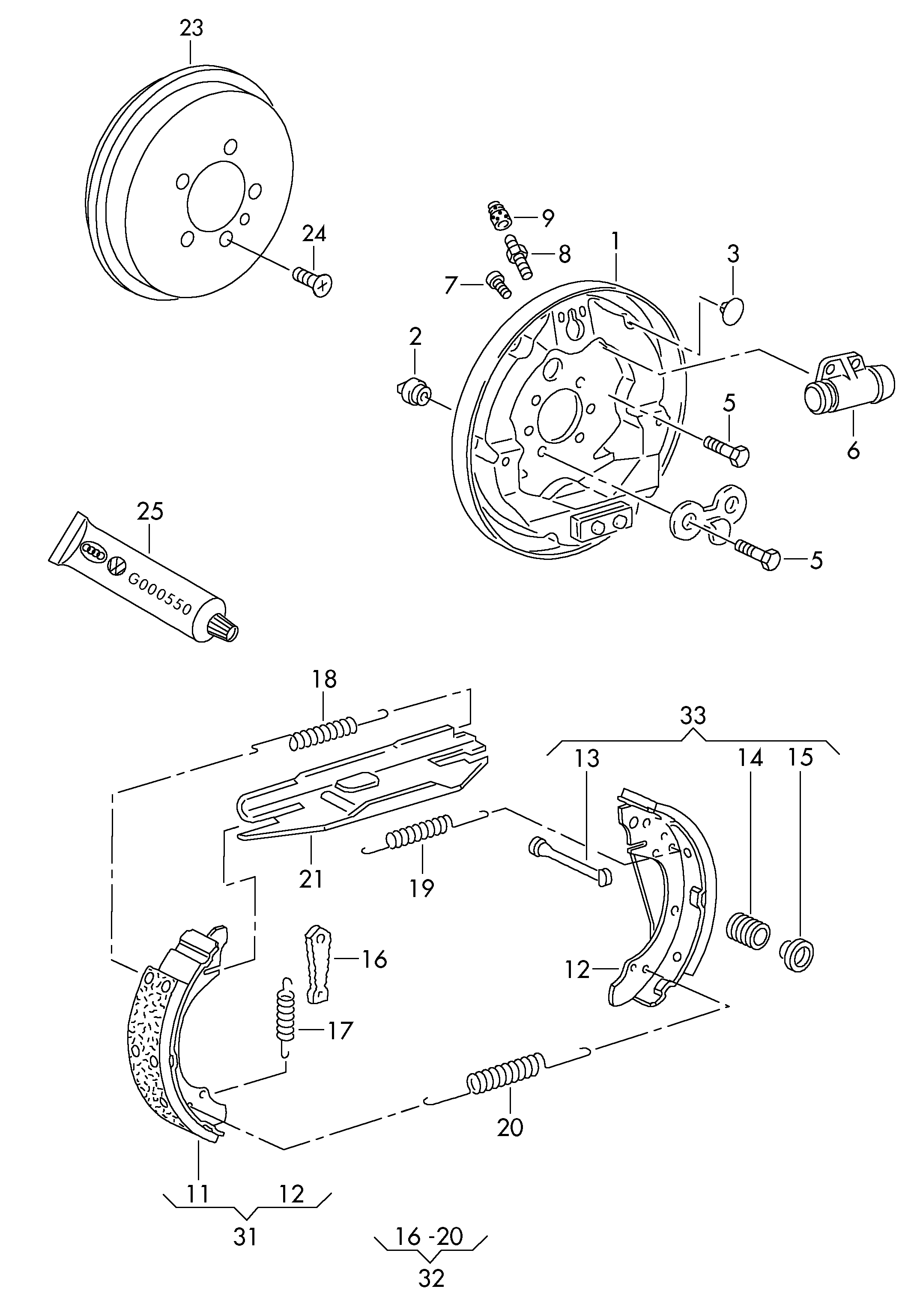 VAG 1J0609819C - Jälkiasennussarja, rumpujarru inparts.fi