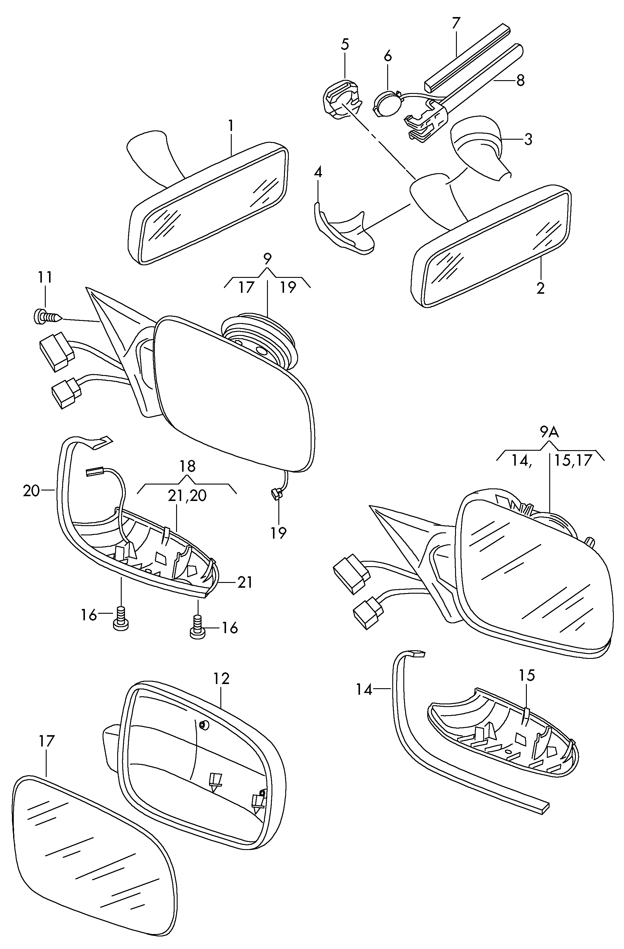 Skoda 3B1857521 - Peililasi, ulkopeili inparts.fi