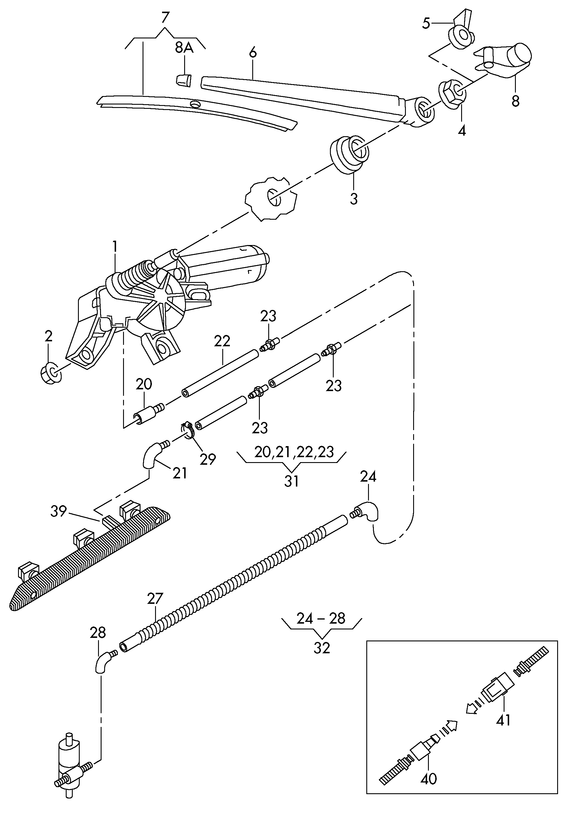 VAG 1Z9 955 435 - Tuulilasinpyyhkimen varsi, lasinpesu inparts.fi