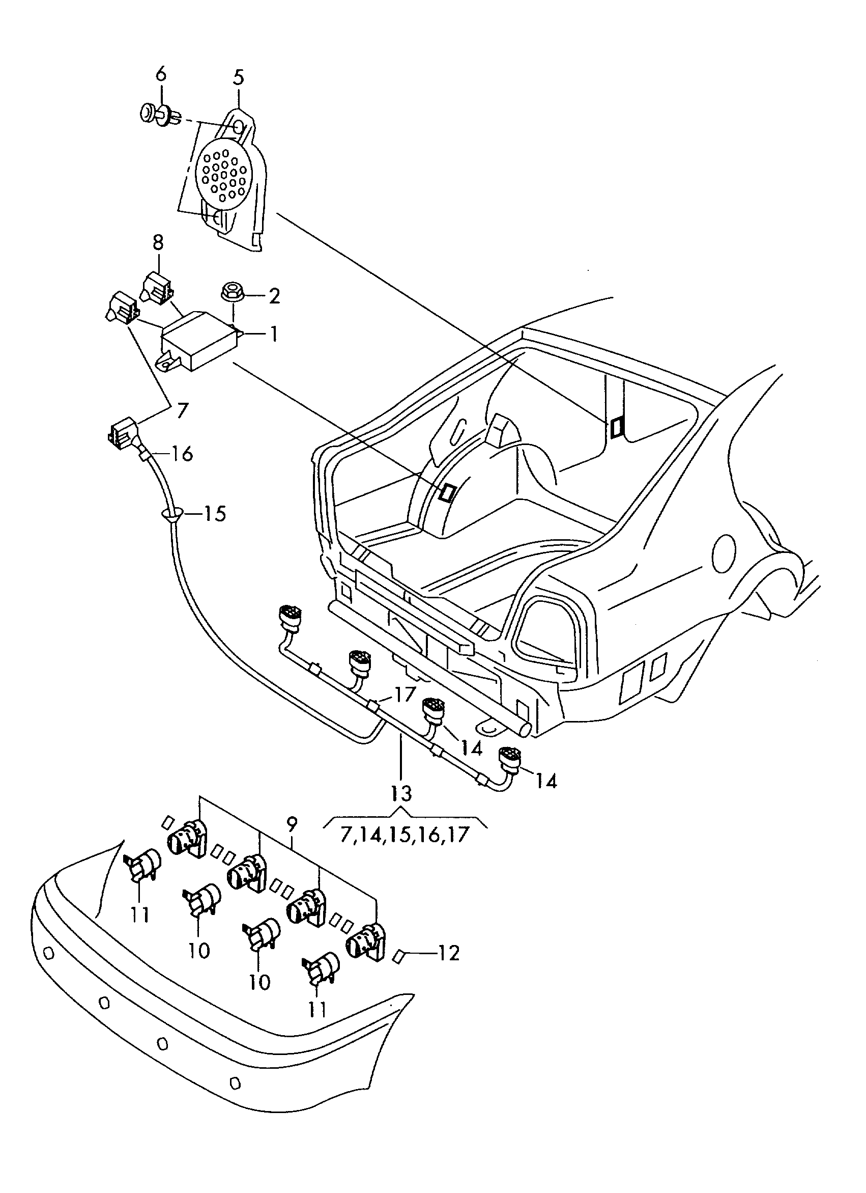 Skoda 7H0 919 275 C - Sensori, pysäköintitutka inparts.fi