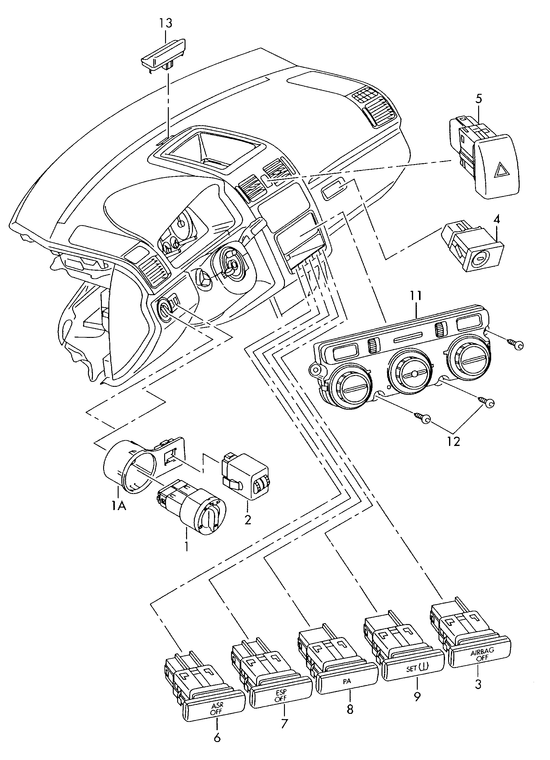 Skoda 1Z0953235C - Varoitusvilkkukytkin inparts.fi