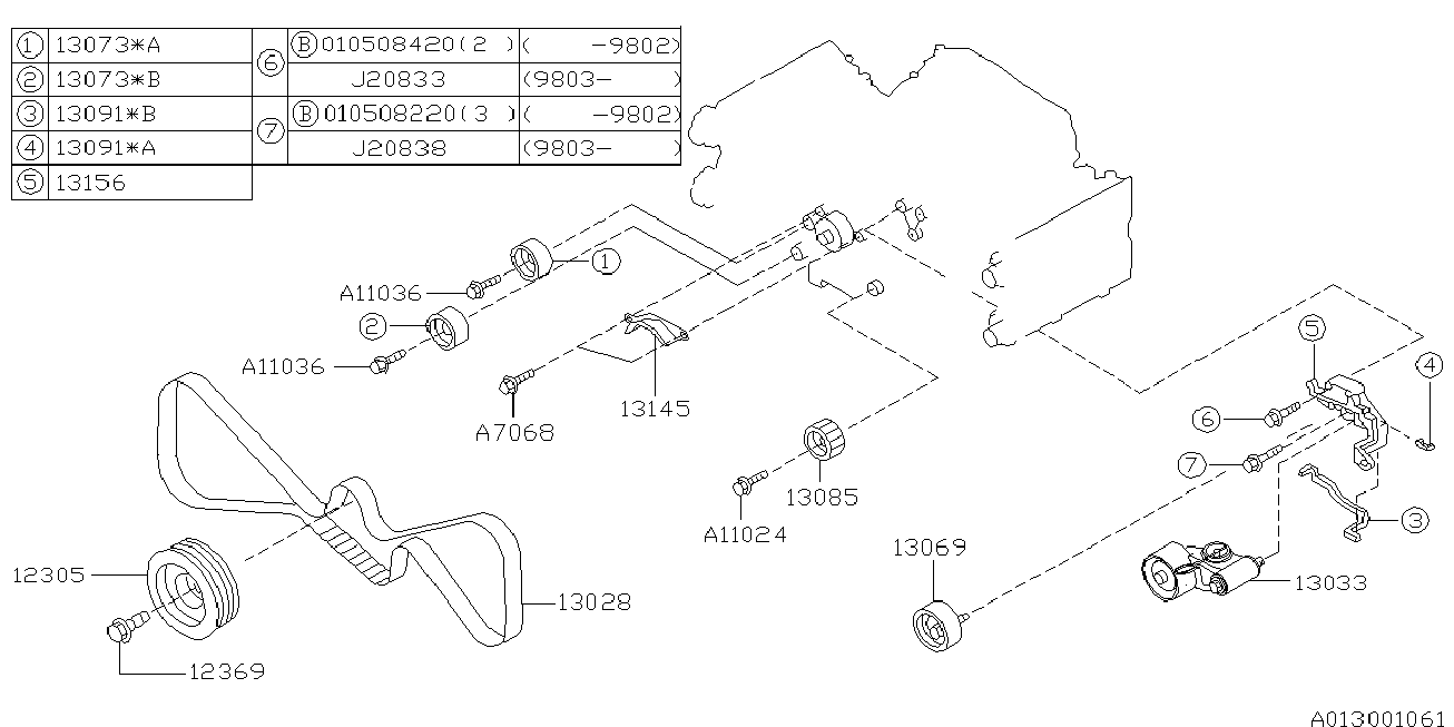 Subaru 13028 AA072 - Hammashihnat inparts.fi