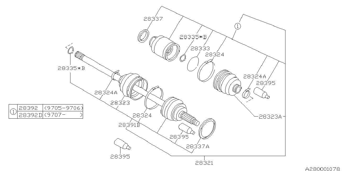 Subaru 28021-AC130 - Nivelsarja, vetoakseli inparts.fi