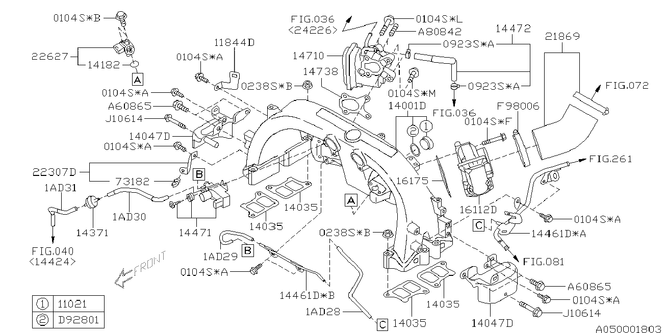 Subaru 14710-AA740 - Venttiili, pakokaasun kierrätys inparts.fi