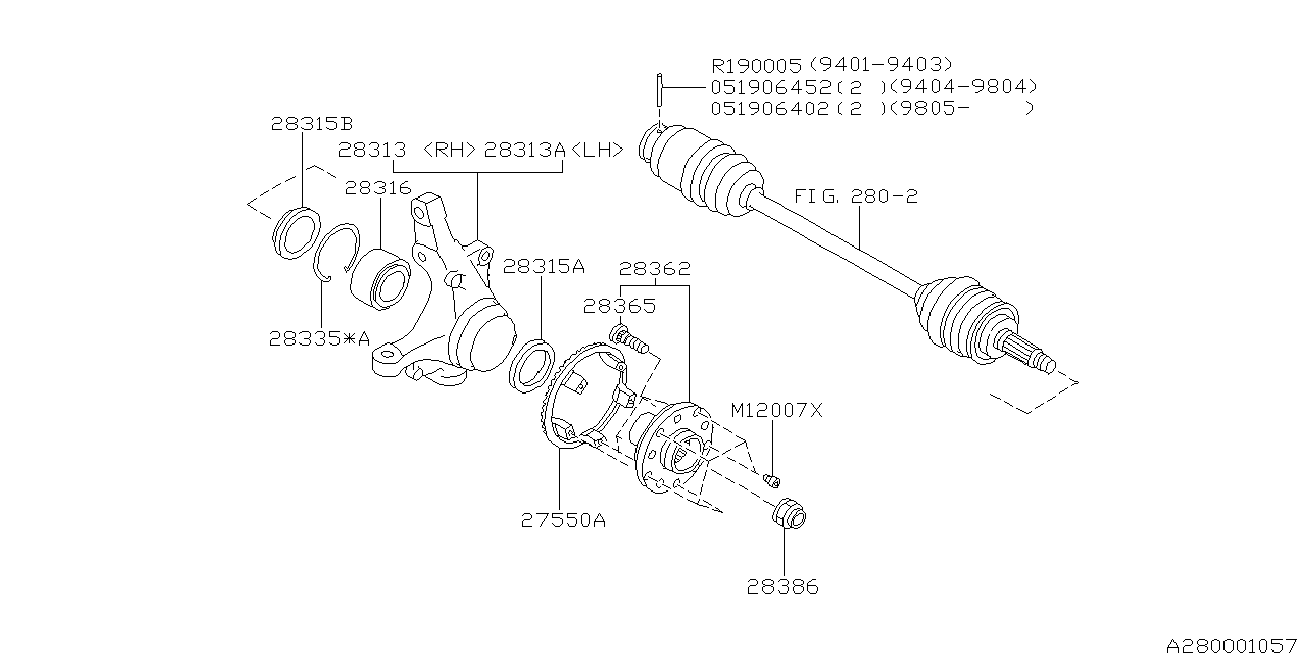 Subaru 28044-AA000 - Pyöränlaakerisarja inparts.fi