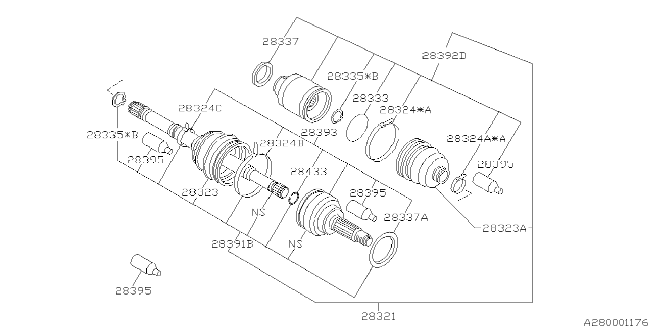 Subaru 28093-AC020 - Nivelsarja, vetoakseli inparts.fi