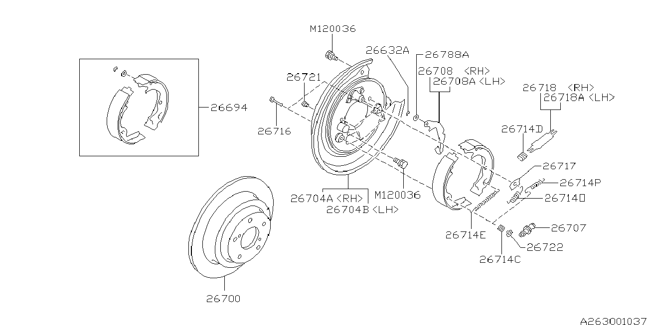 Subaru 26698AC000 - Jarrukenkäsarja, seisontajarru inparts.fi