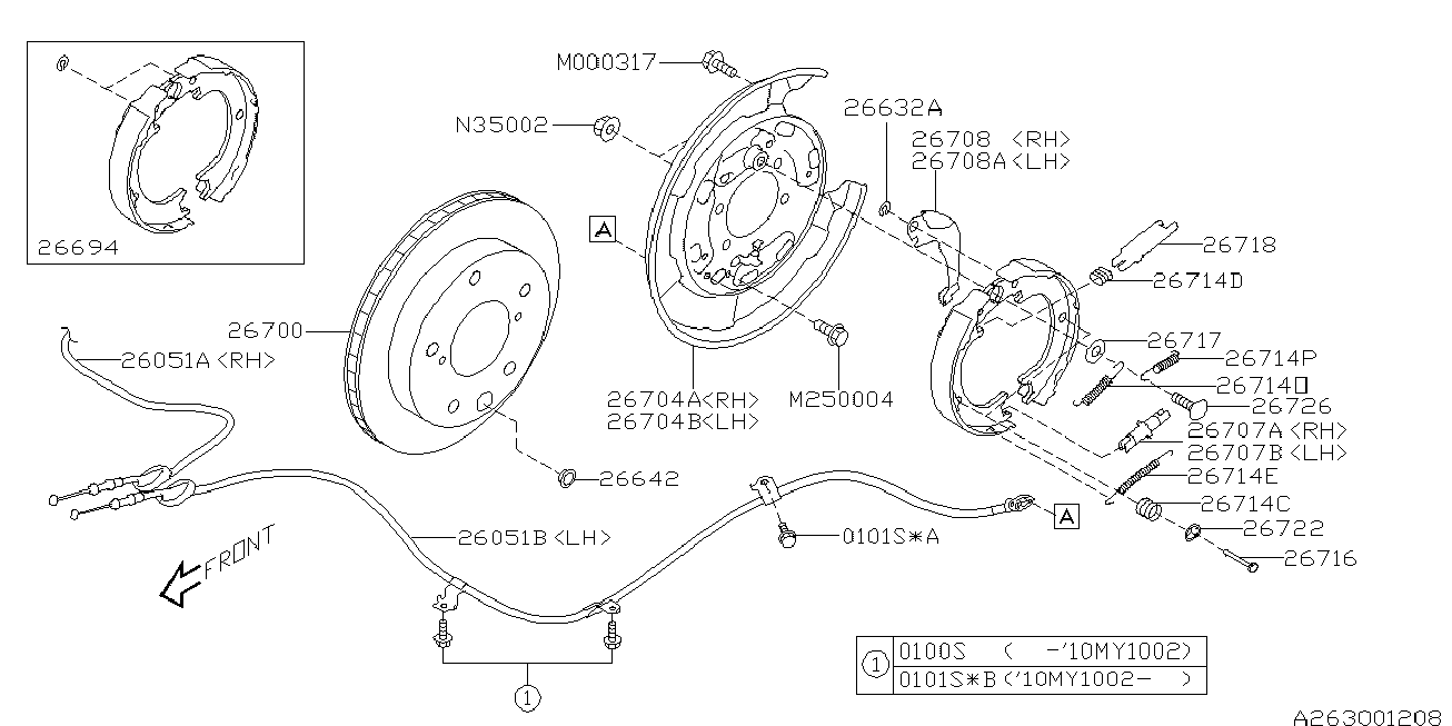 Subaru 26694XA01A - Jarrukenkäsarja, seisontajarru inparts.fi