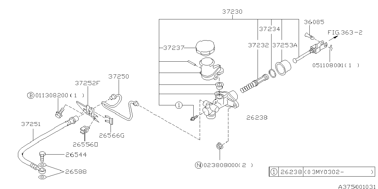 Subaru 37230-AE010 - Pääsylinteri, kytkin inparts.fi