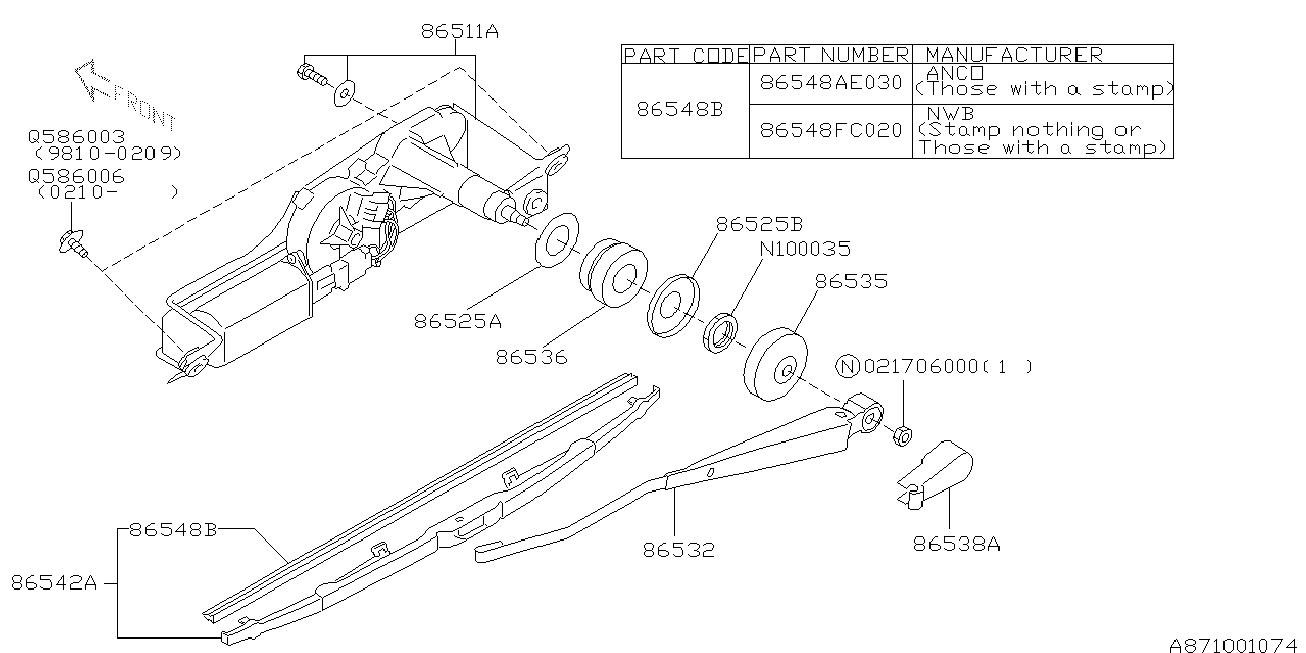 Subaru 86542AE070 - Pyyhkijänsulka inparts.fi