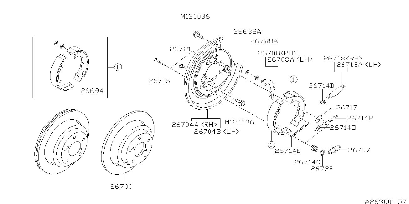 Subaru 26298AA020 - Jarrukenkäsarja, seisontajarru inparts.fi