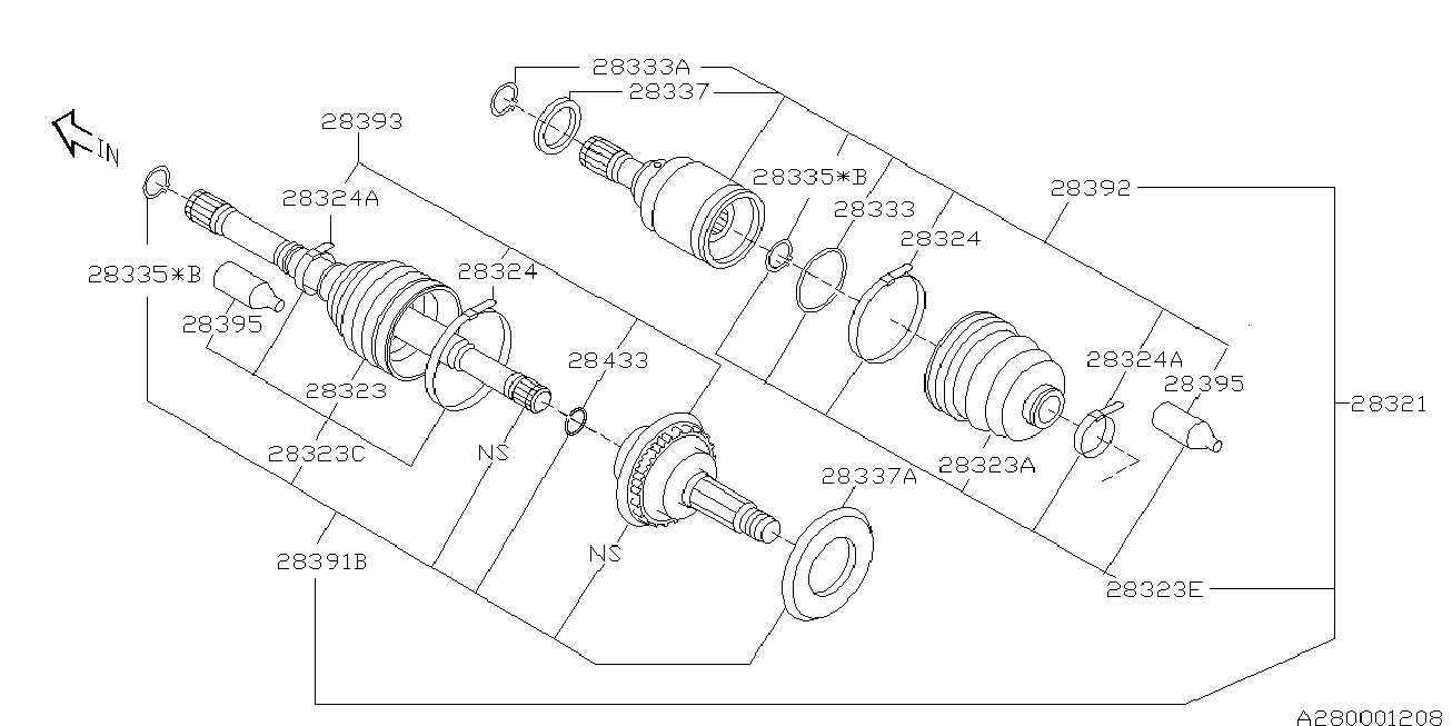 Subaru 28392-FE030 - Nivel, vetoakseli inparts.fi