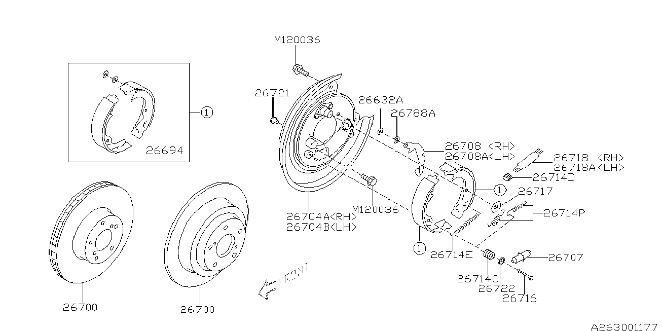 Subaru 26694AG000 - Jarrukenkäsarja, seisontajarru inparts.fi