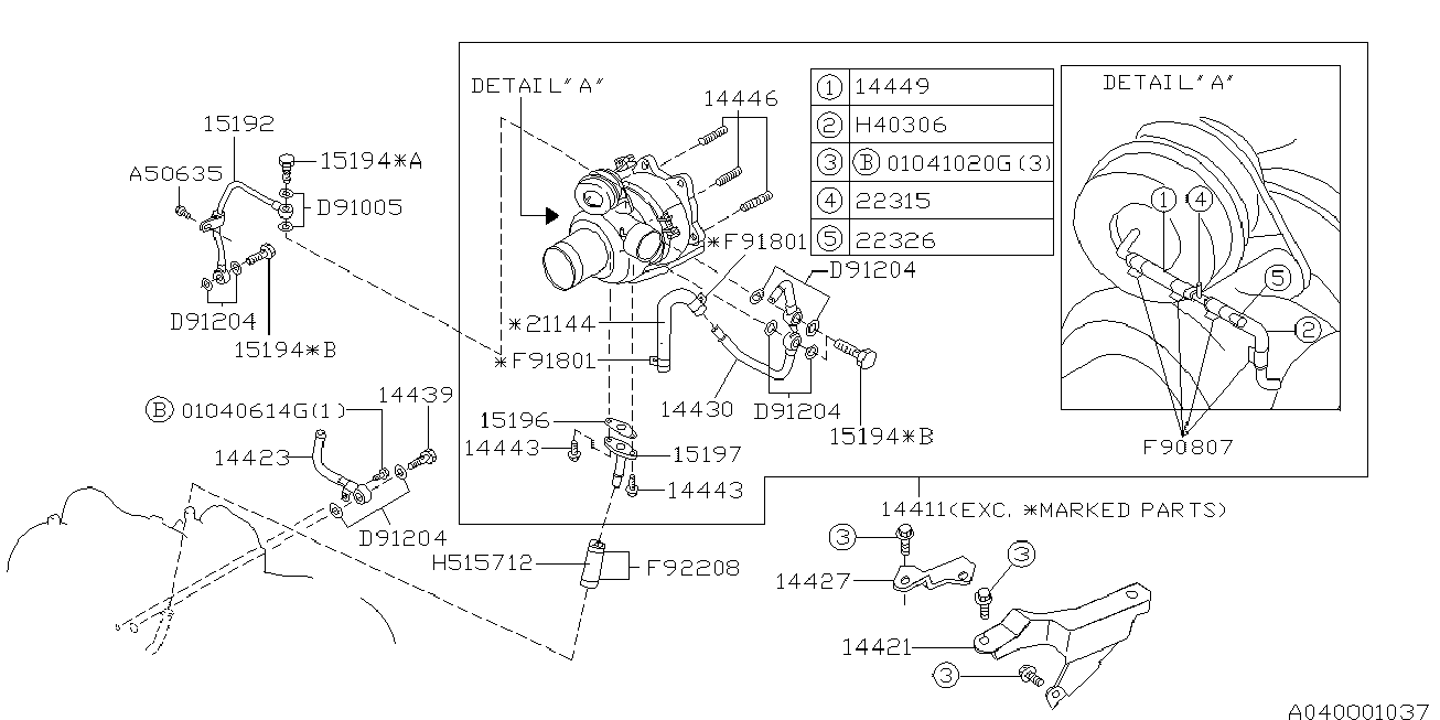 Subaru 14411-AA260 - Asennussarja, turboahdin inparts.fi