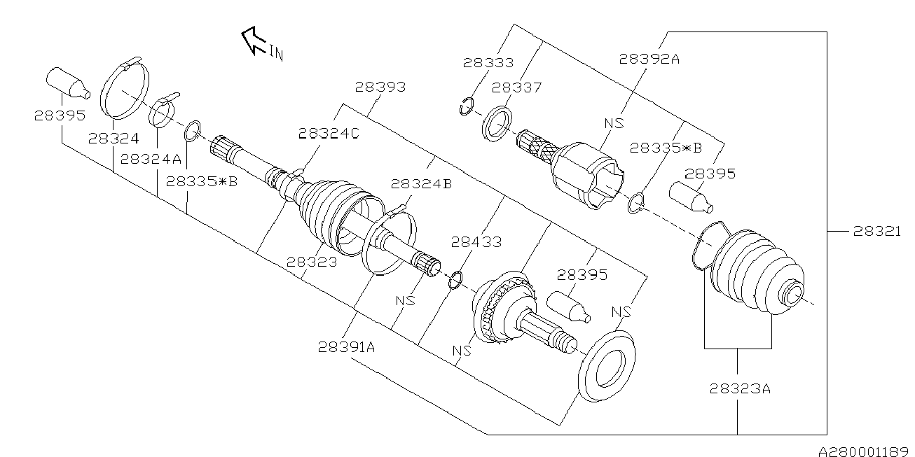 Subaru 28391-SA000 - Nivelsarja, vetoakseli inparts.fi