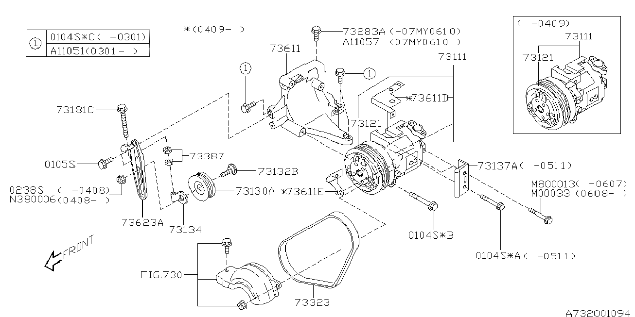 Subaru 73111-SA000 - Kompressori, ilmastointilaite inparts.fi