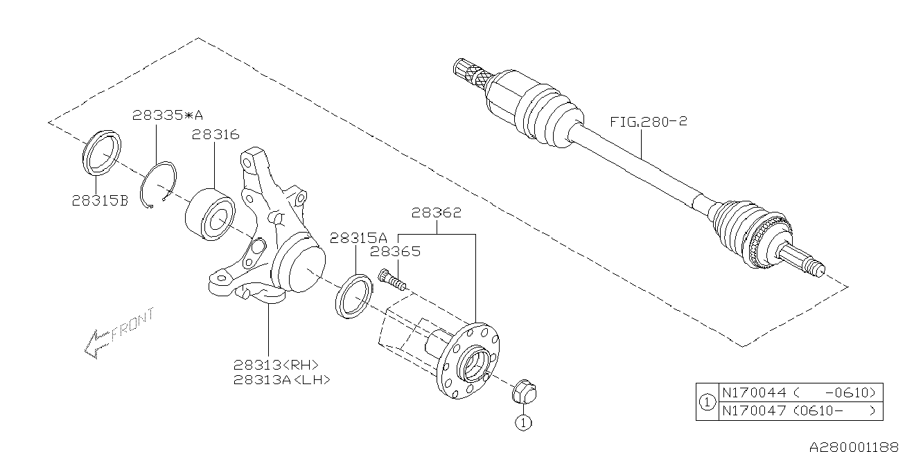 Subaru 28035AA010 - Pyöränlaakerisarja inparts.fi