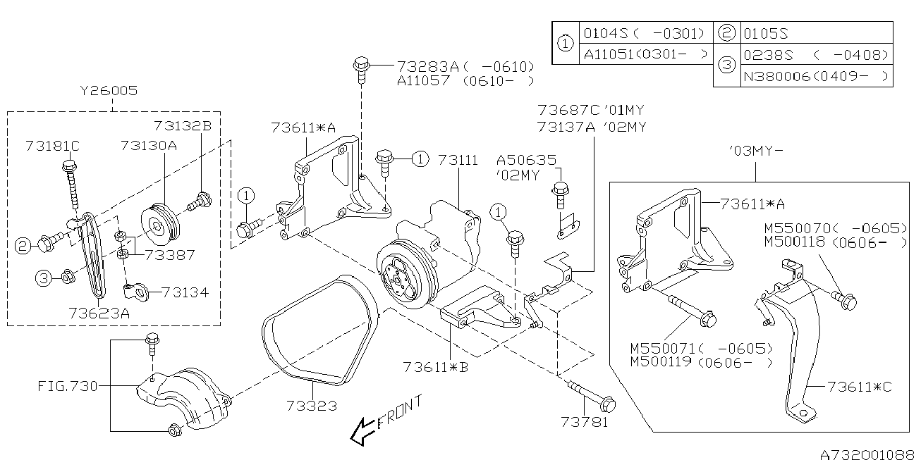 Mitsubishi 73323-FA030 - Moniurahihna inparts.fi