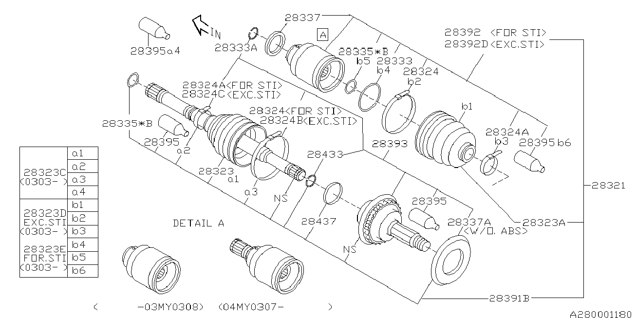 Subaru 28321FE050 - Vetoakseli inparts.fi