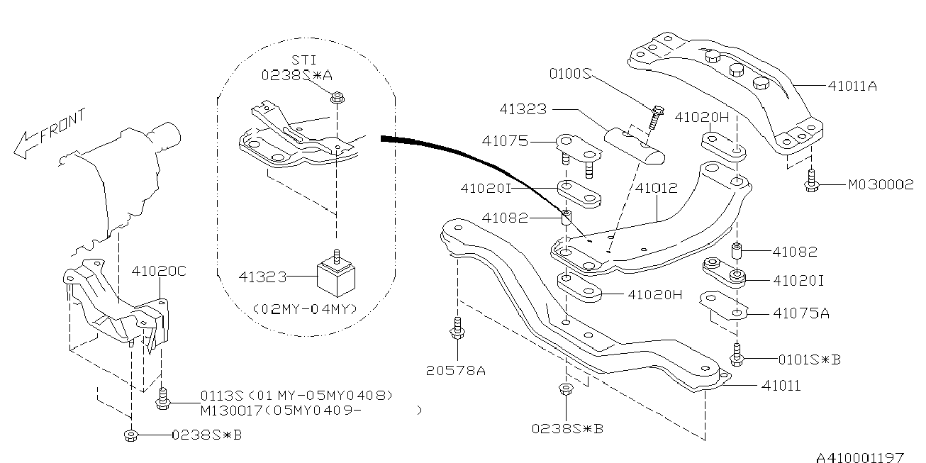 Subaru 41022FA030 - Moottorin tuki inparts.fi