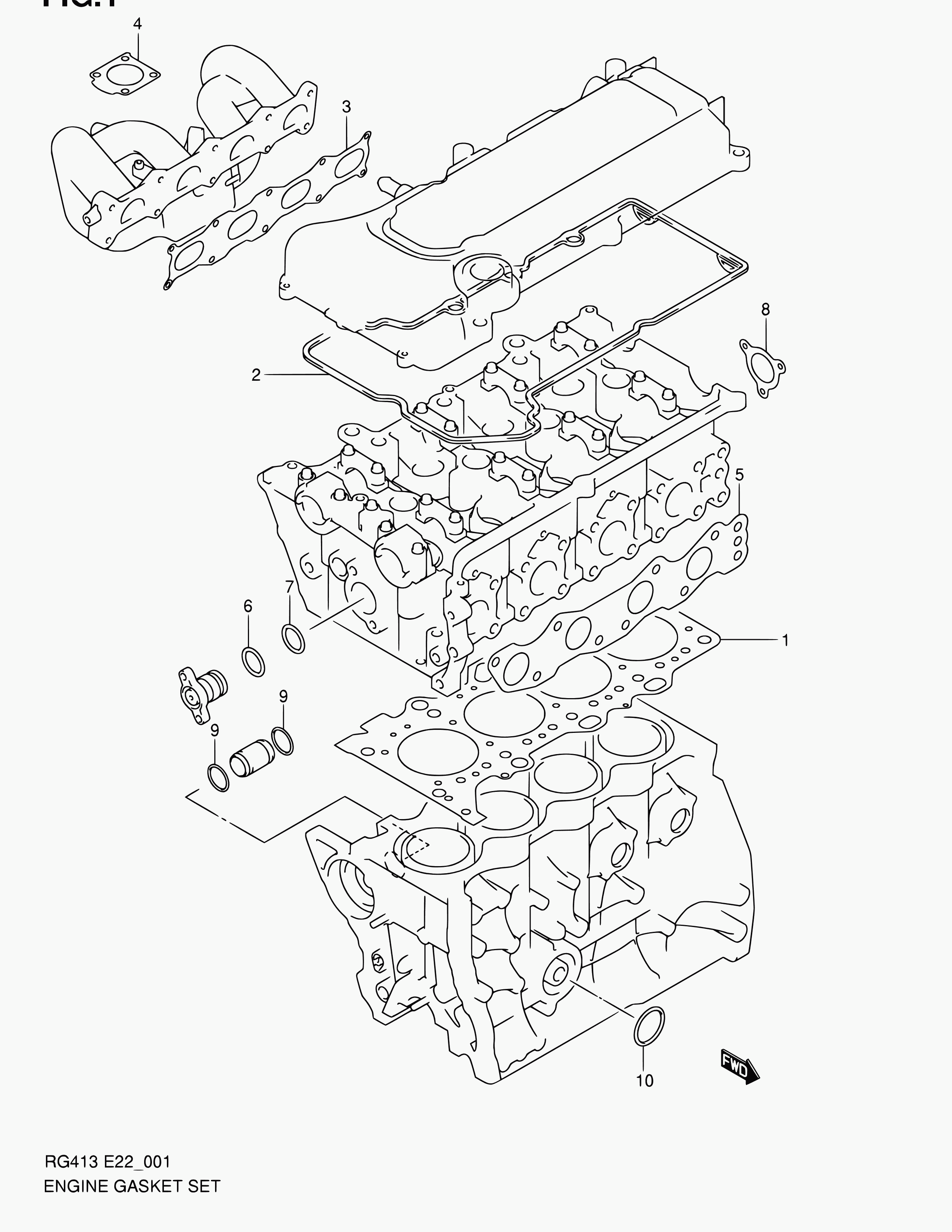 Suzuki 11400-69832 - Täydellinen tiivistesarja, moottori inparts.fi