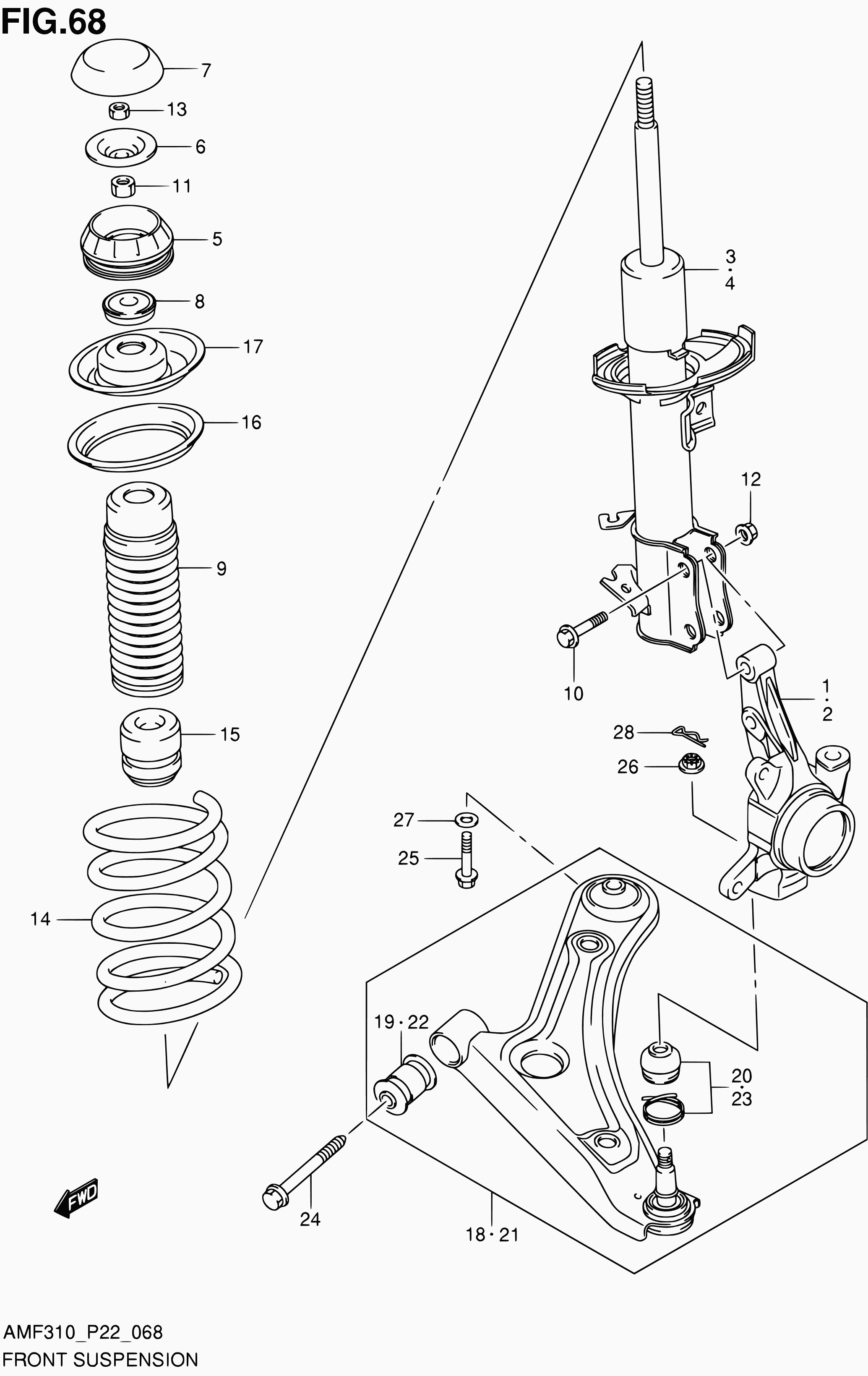 Suzuki 45202-M68K00 - Tukivarsi, pyöräntuenta inparts.fi