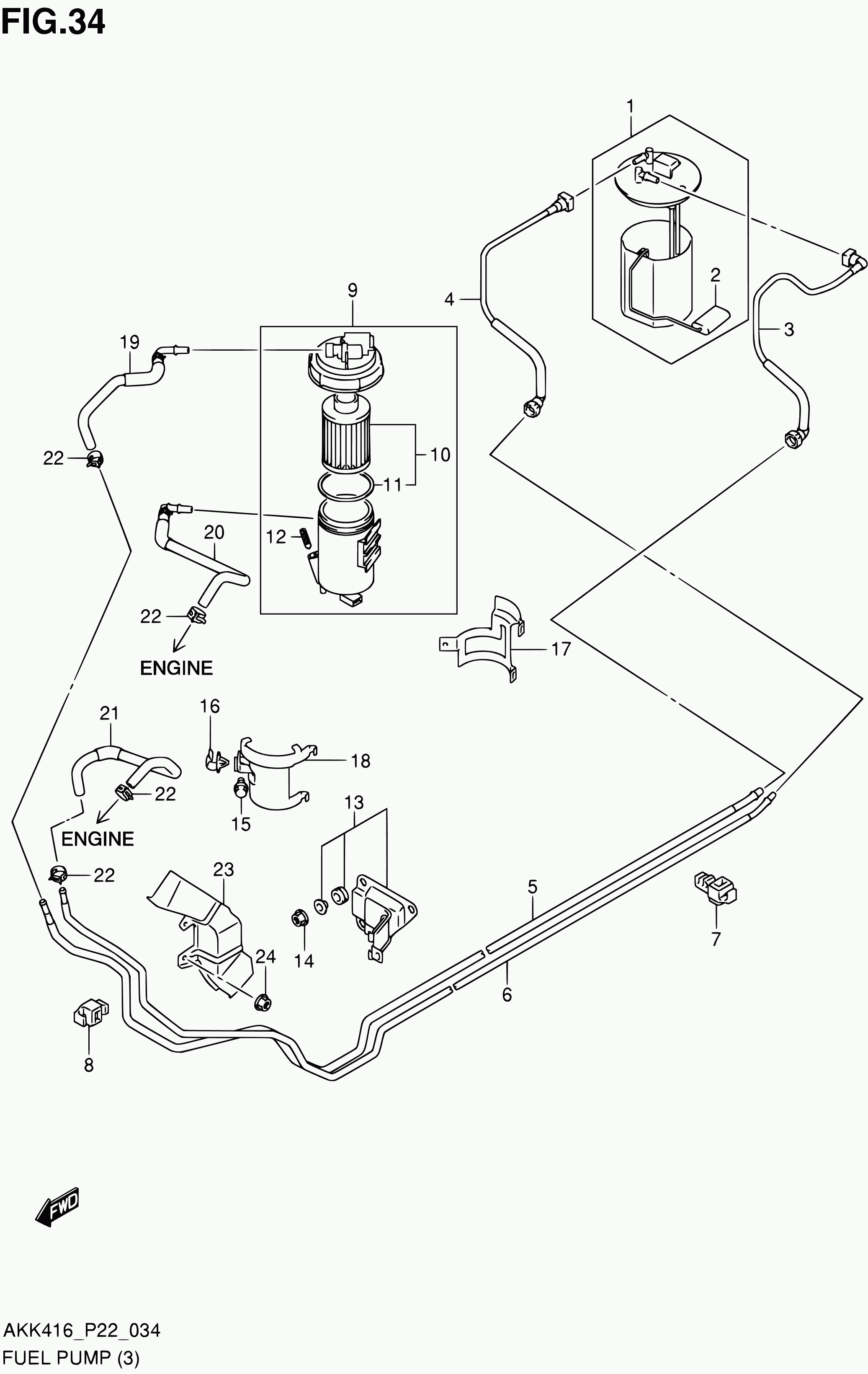 Suzuki 15411-79J50 - Polttoainesuodatin inparts.fi