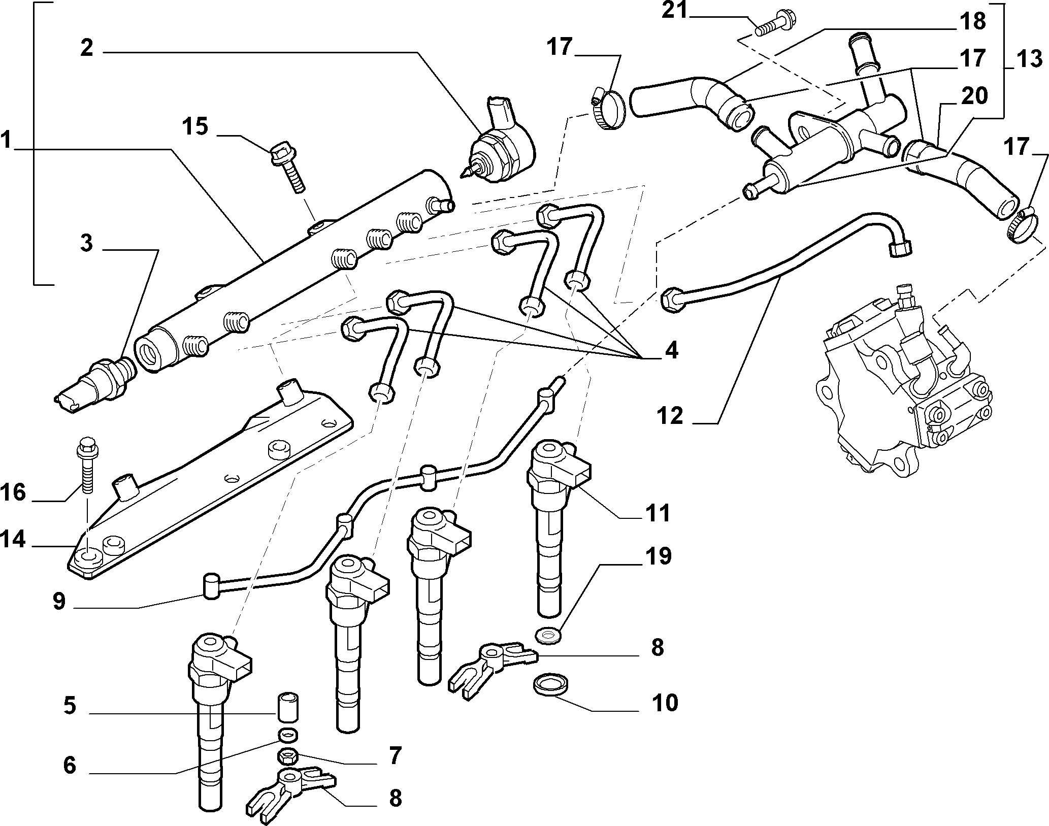 Chrysler 55230978 - Tunnistin, polttoaine paine inparts.fi