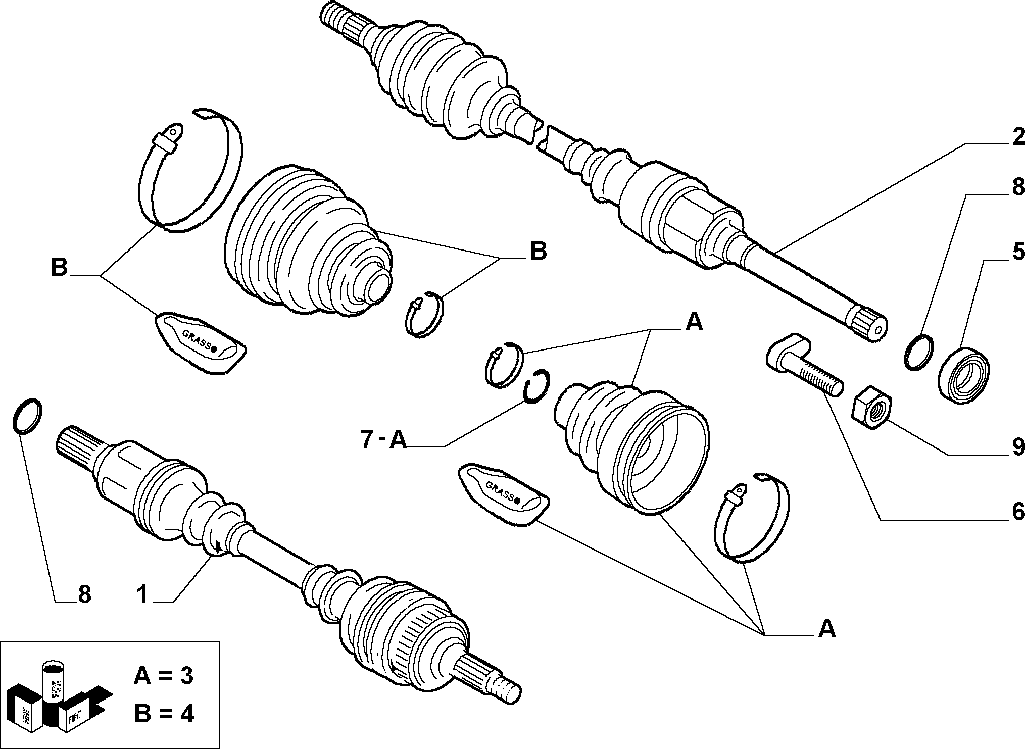 FIAT 9464383788 - Paljekumi, vetoakseli inparts.fi