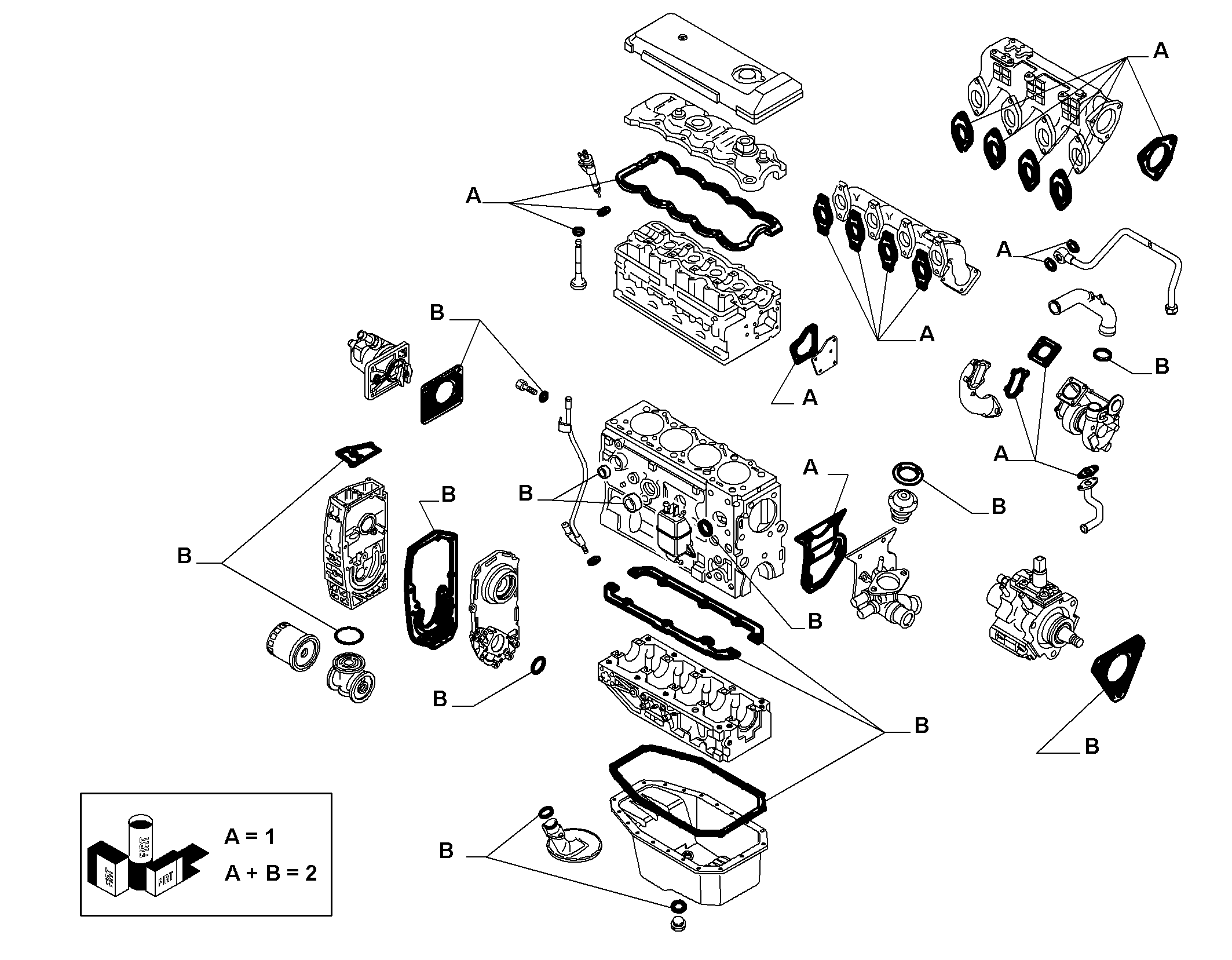 FIAT 71728339 - Täydellinen tiivistesarja, moottori inparts.fi