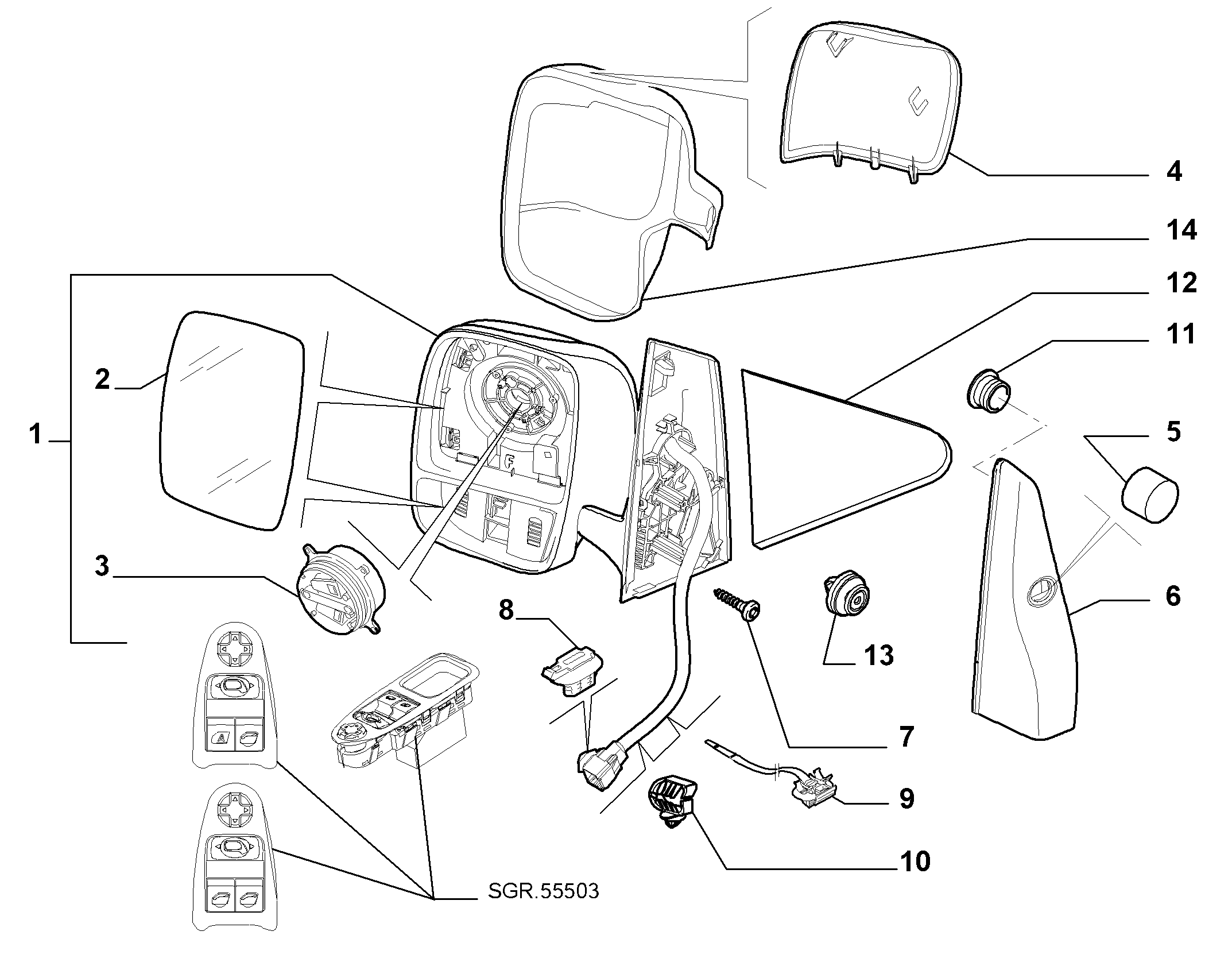 FIAT 9467048380 - Peililasi, ulkopeili inparts.fi