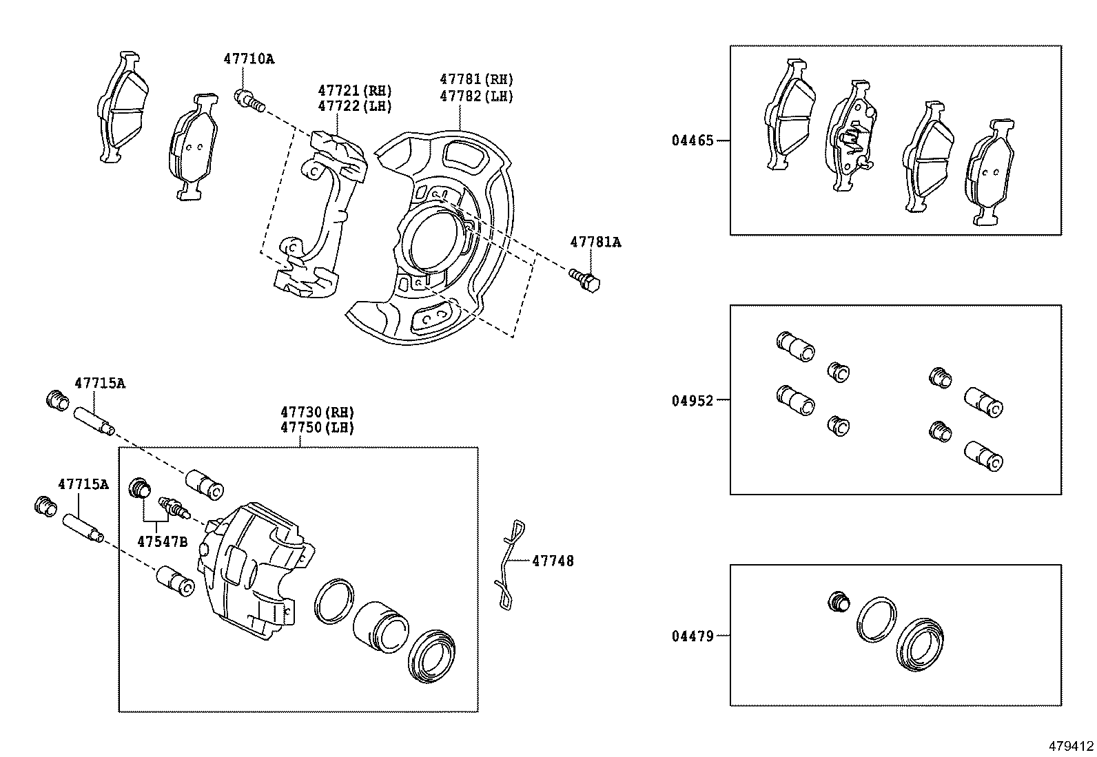 TOYOTA 04478-0D050 - Korjaussarja, jarrusatula inparts.fi