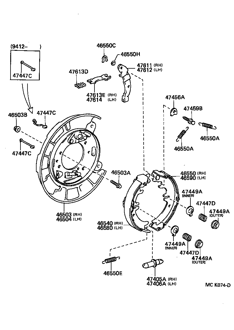 TOYOTA 46540-50010 - Jarrukenkäsarja, seisontajarru inparts.fi