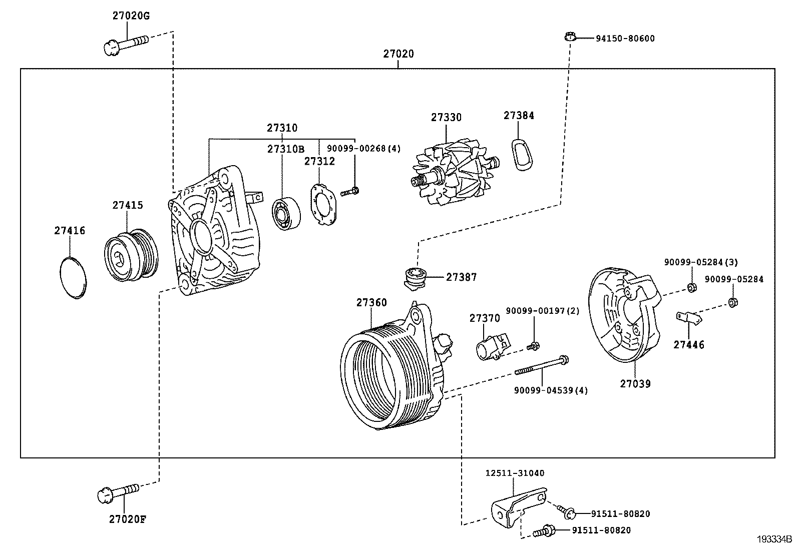 TOYOTA (GAC) 27415-0W130 - Hihnapyörä, laturi inparts.fi