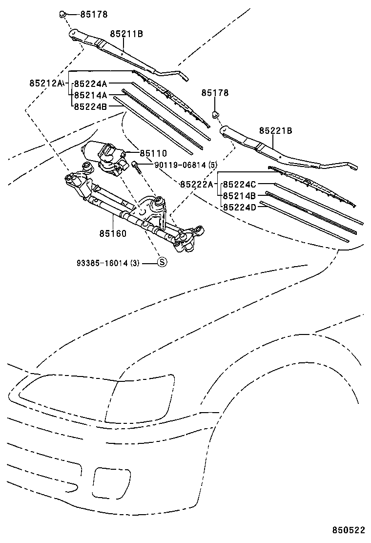 TOYOTA 85222-33090 - Pyyhkijänsulka inparts.fi