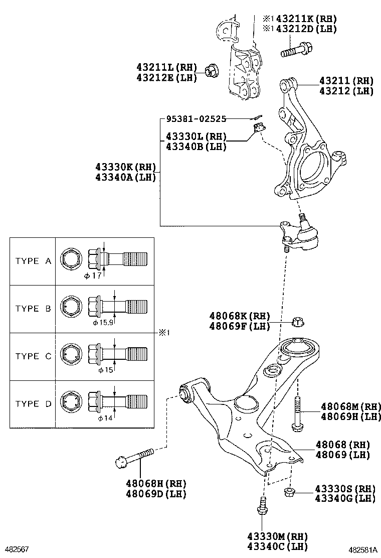 TOYOTA 48068-12300 - Tukivarsi, pyöräntuenta inparts.fi