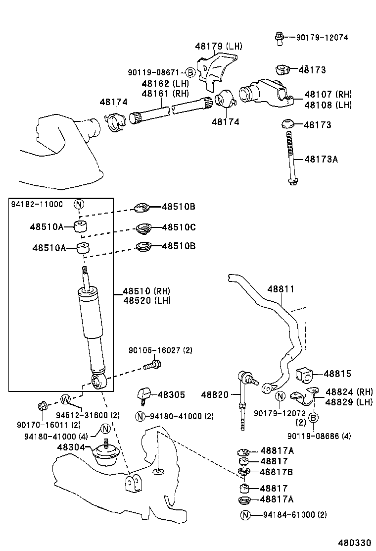 TOYOTA 48820-35010 - Tanko, kallistuksenvaimennin inparts.fi