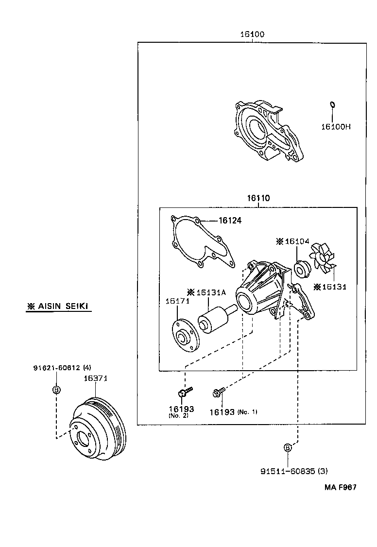 Mitsubishi 16110-19135 - Vesipumppu inparts.fi