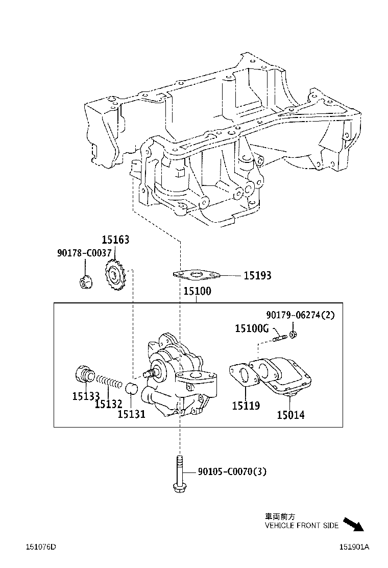 TOYOTA 15163-0H050 - Hammaspyörä, öljypumppu inparts.fi