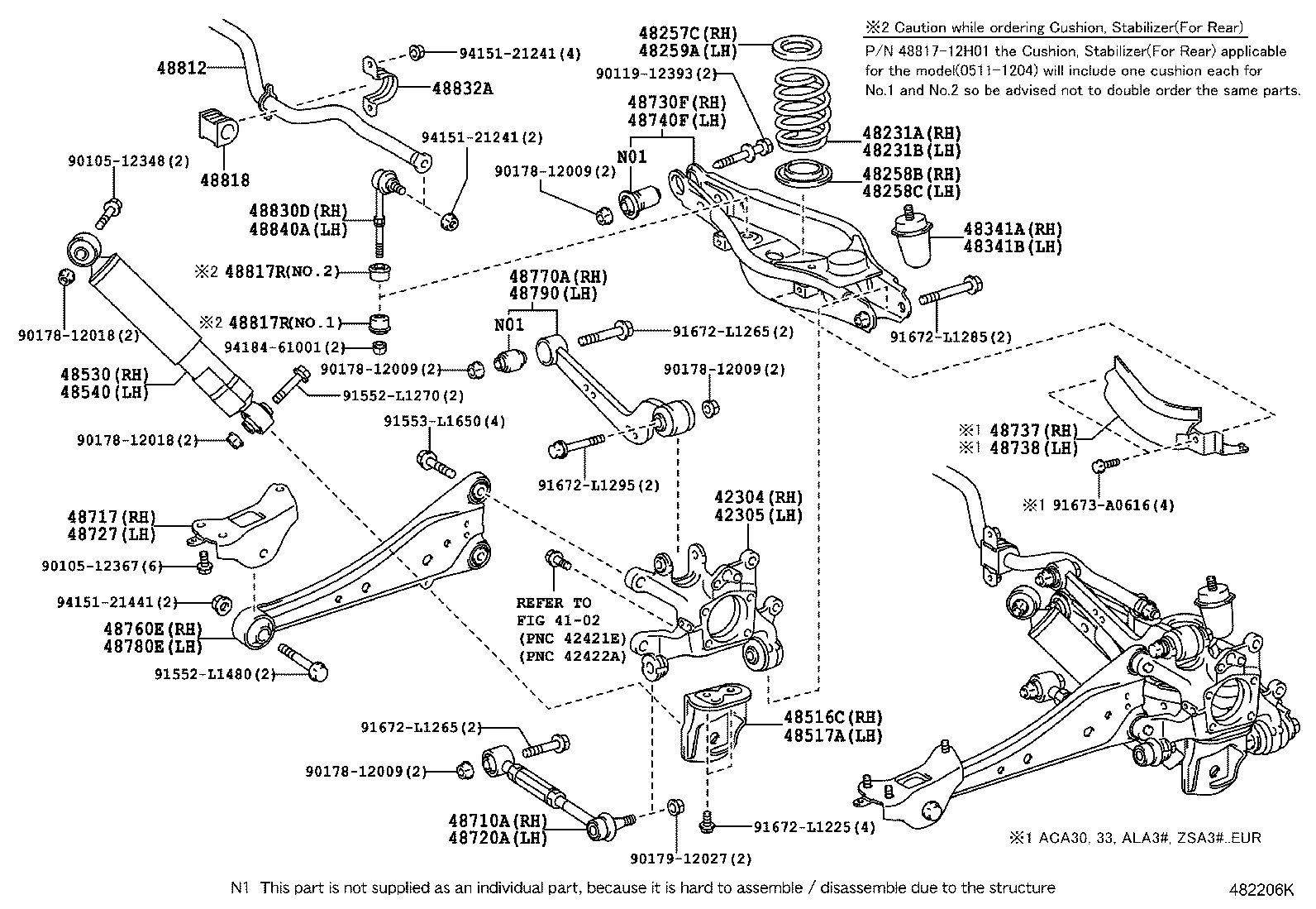 TOYOTA 48830-42020 - Tanko, kallistuksenvaimennin inparts.fi