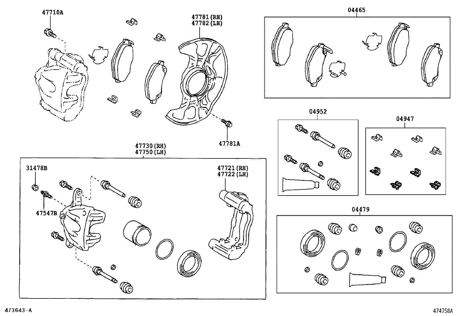 TOYOTA 04478-05090 - Korjaussarja, jarrusatula inparts.fi