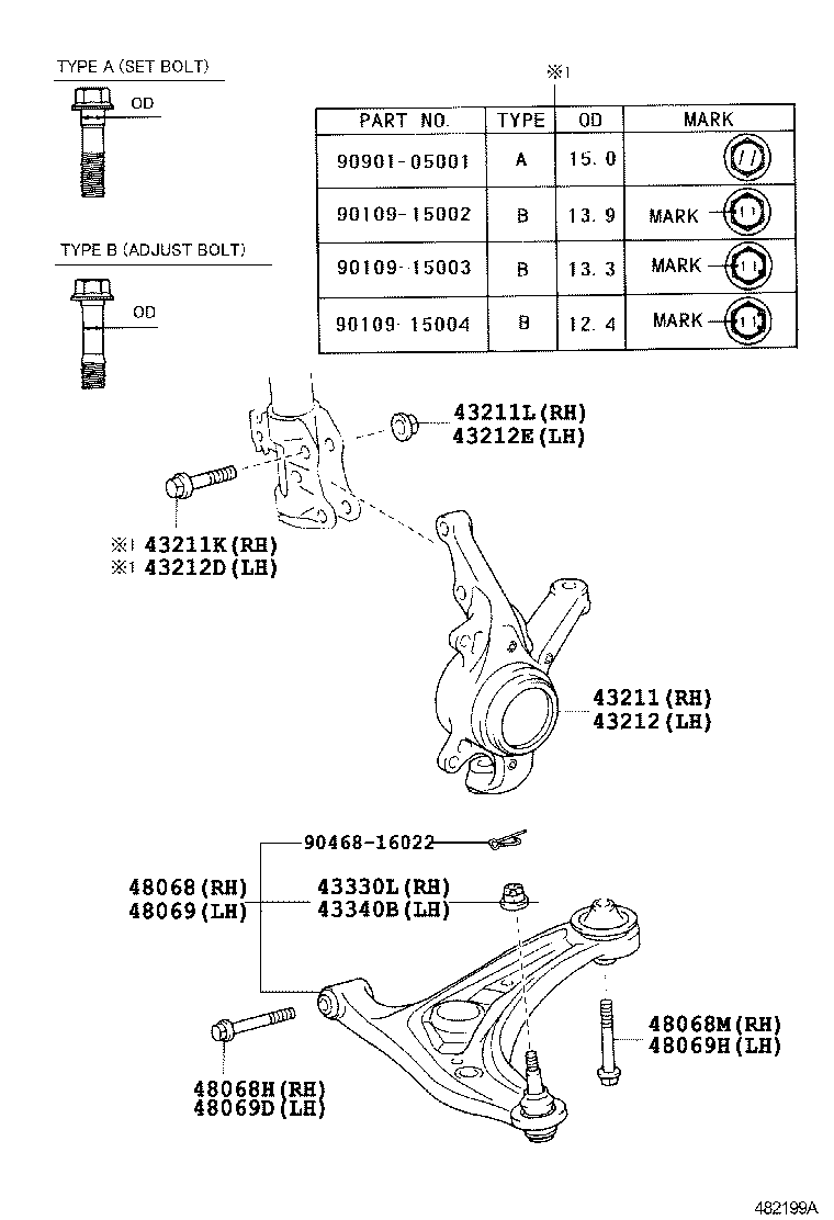 TOYOTA 48068-09041 - Tukivarsi, pyöräntuenta inparts.fi