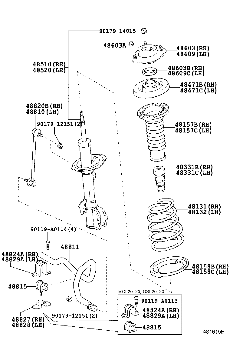 TOYOTA 48820-08020 - Tanko, kallistuksenvaimennin inparts.fi