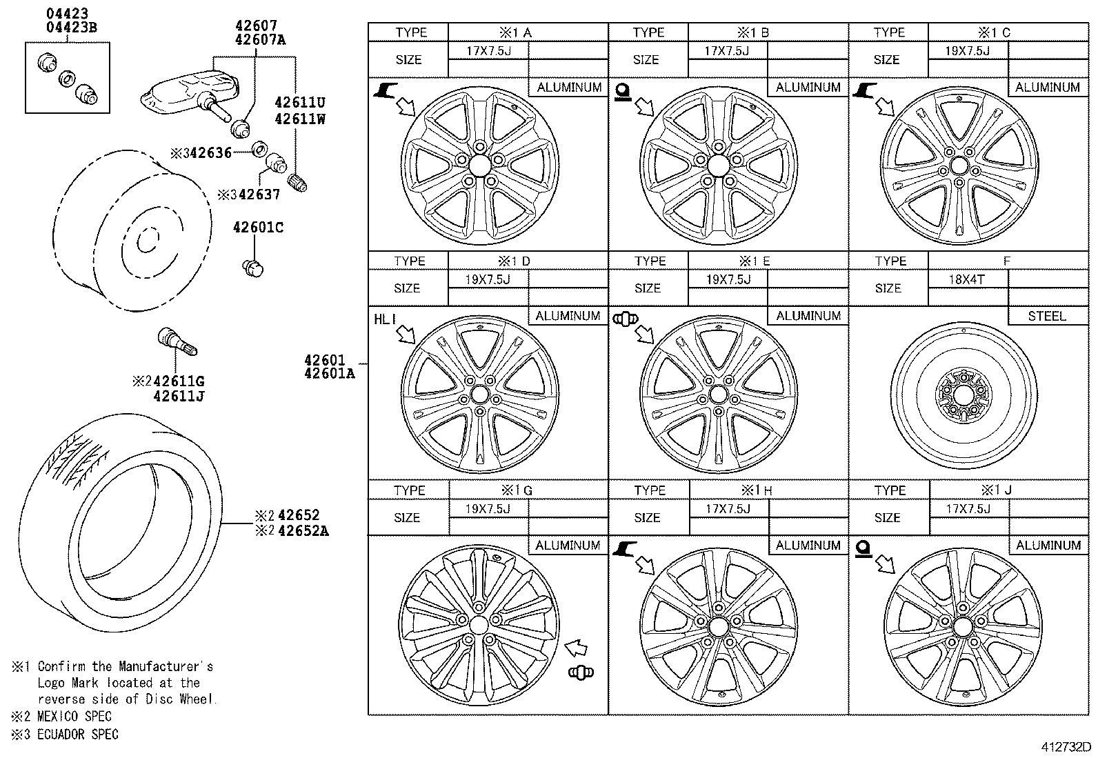 TOYOTA 42607-33011 - Pyöränlaakerisarja inparts.fi